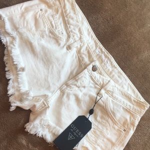 Guess white denim shorts